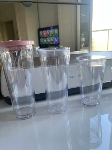 24oz Double Wall Snow Globe Acrylic Plastic Cup Coffee Mug 25pcs photo review