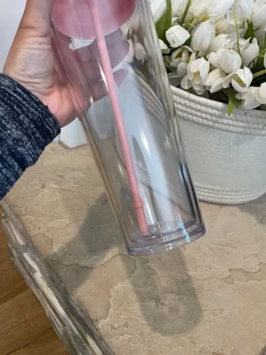 24oz Double Wall Snow Globe Acrylic Plastic Cup Coffee Mug 25pcs photo review