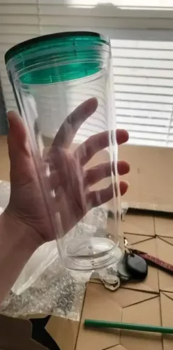 24oz Double Wall Snow Globe Acrylic Plastic Cup Coffee Mug 25pcs photo review