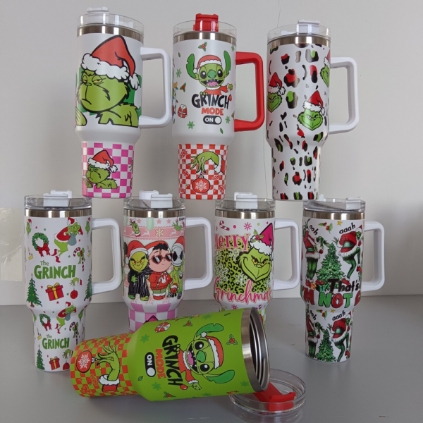 New 40oz Grinch Stainless Steel Tumblers with Handle