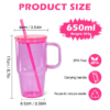 20oz Colored/Clear/Frosted Sublimation Glass Mugs with Handle Colorful Straws& Lids