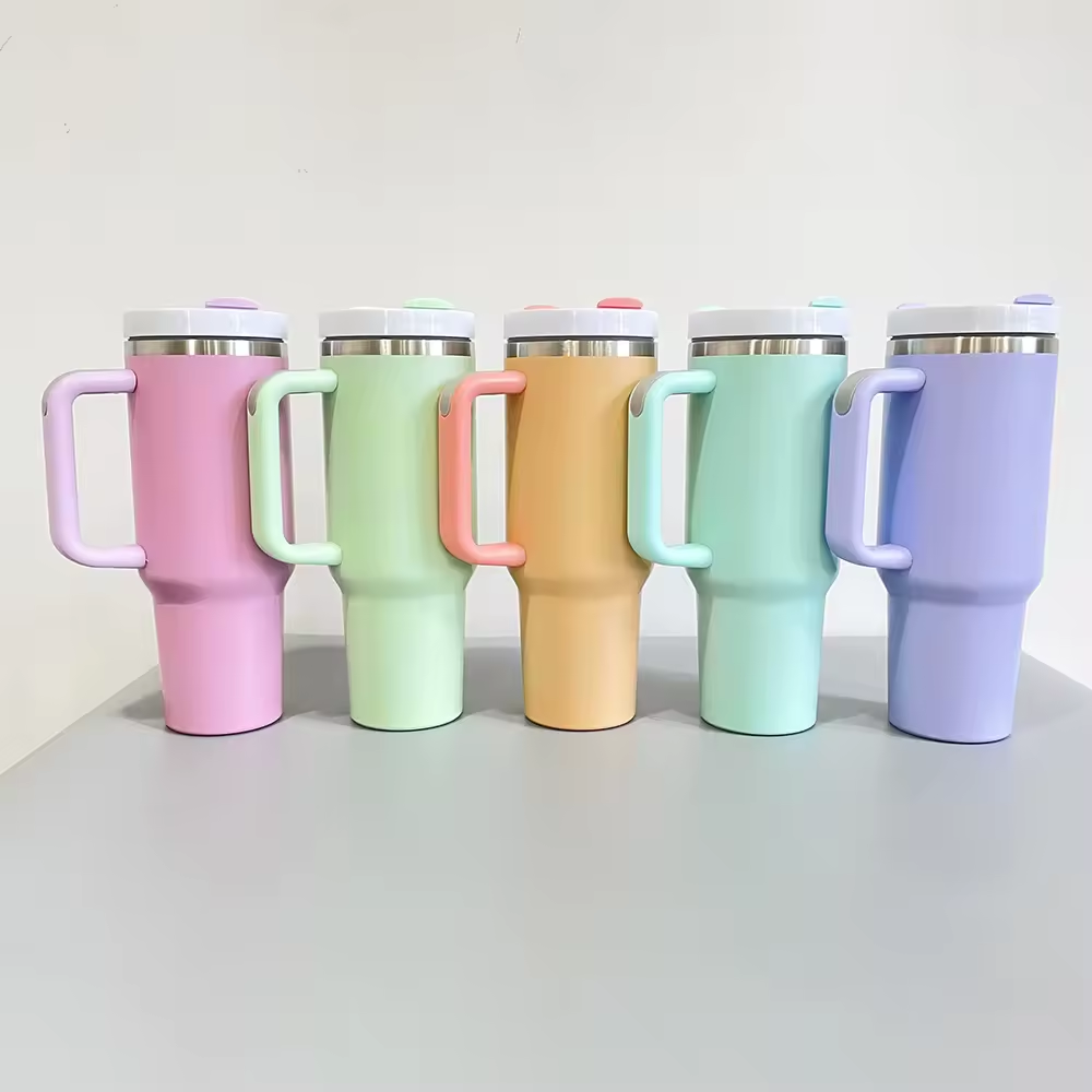 H2.0 Quencher Macaron Color Sublimation 40oz Travel Mug with Handle