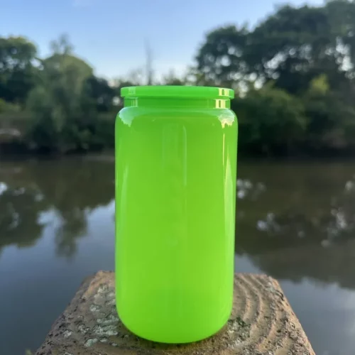 Sublimation 16oz Neon Fluorescent Glass/Plastic Can with Colored Lids photo review