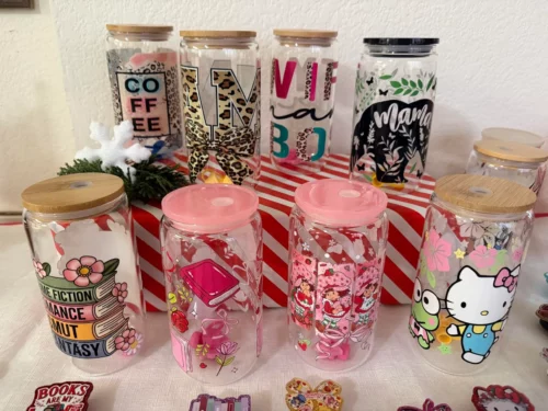 Transparent Acrylic 16oz Libbey Beer Can with Colored PP Lids photo review