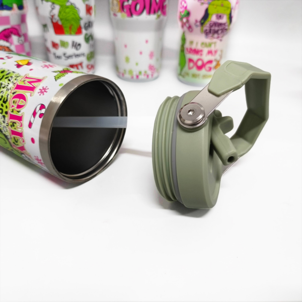 Wholesale 30oz Grinch Stainless Steel Tumblers with Lifting Handle and Lid