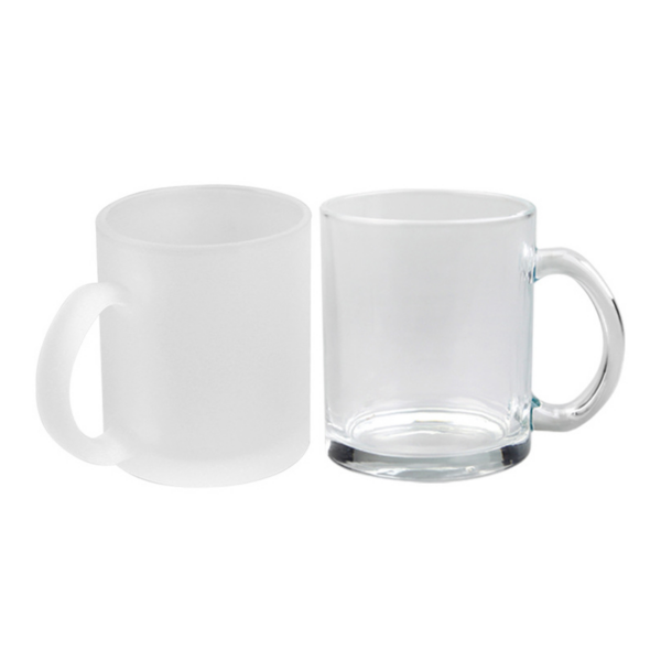 11oz Sublimation Blanks Clear/Frosted Glass Mug with Handle