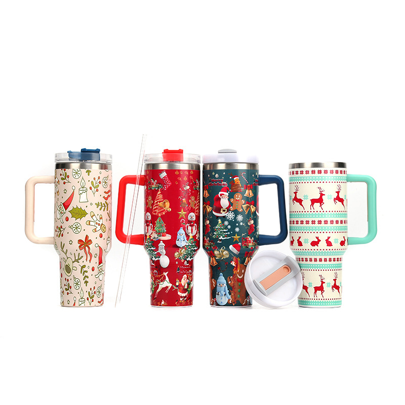 40oz Christmas Stainless Steel Tumblers with Handle
