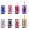 20oz Double Wall Rough Glitter Plastic Cans with Handle 20oz Double Wall Rough Glitter Plastic Cans with Handle