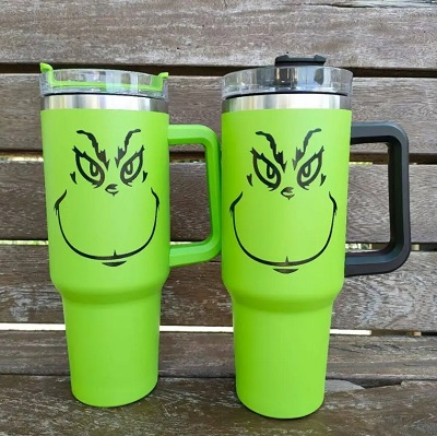 40oz Grinch Stainless Steel Tumblers with Handle Travel Mug