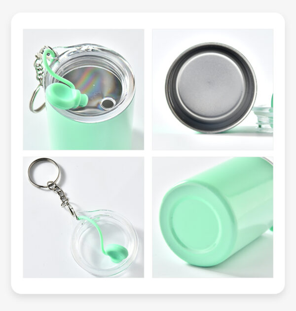 Mini 3oz Sainless Steel Sublimation Tumbler Shot Glass with Keychains and Rubber Plugs