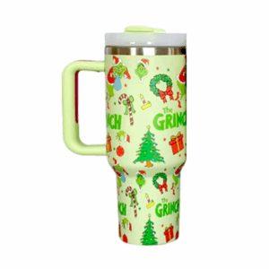 40oz Grinch Full Print Stainless Steel Tumblers with Colored Handle G2 40oz Grinch Full Print Stainless Steel Tumblers with Colored Handle G2