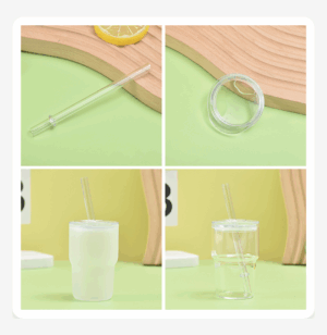 2oz Clear & Matte Sublimation Glass Wine Mugs with Lid