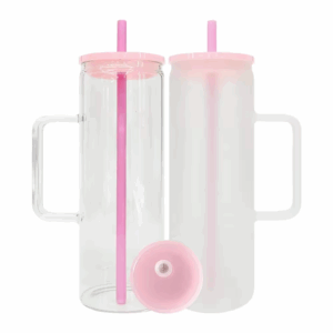 BPA Free High Borosilicate Sublimation 20oz Clear & Frosted Glass Tumbler