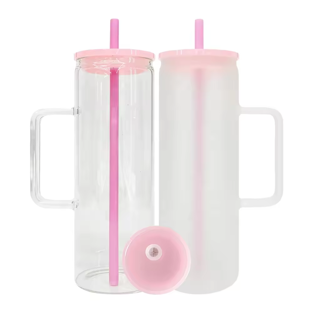 BPA Free High Borosilicate Sublimation 20oz Clear & Frosted Glass Tumbler