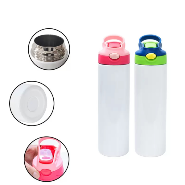 20oz Straight Sublimation Sippy Cup Tumbler Kids Flip Top Water Bottle