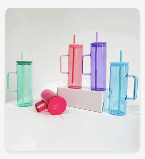 Transparent Jelly Colored 20oz Sublimation Glass Mugs with Handle