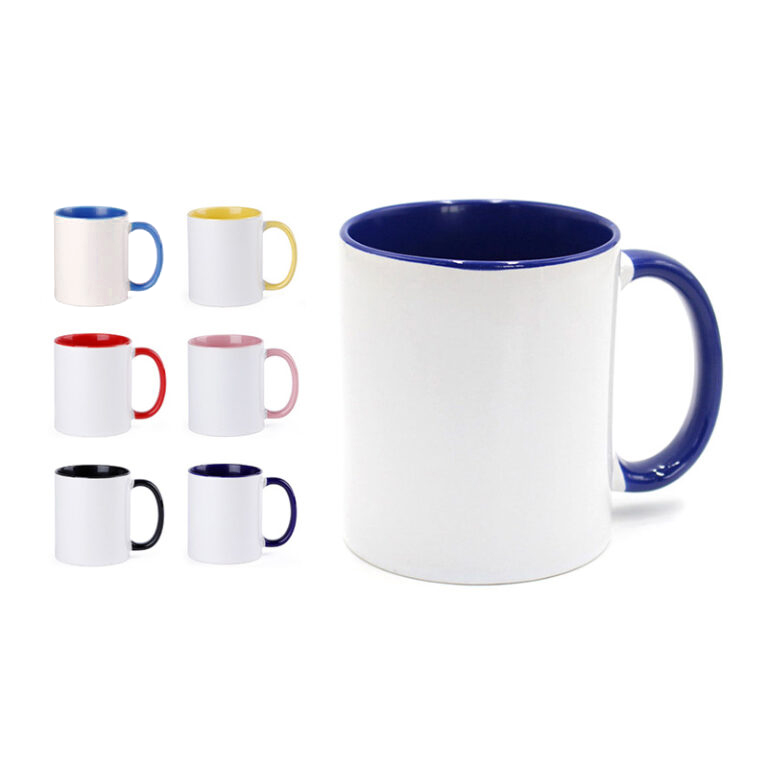11/15oz Sublimation Blank Customized Ceramic Coffee Mug W/Solid Colors Inside and Handle
