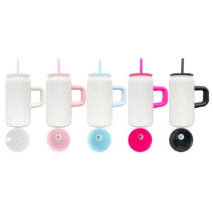 16oz Blank Sublimation Glossy White Color Stainless Steel Can with Handle