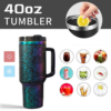 40oz Stainless Steel Iridescent Plated and Laser Engraved Travel Mug with Handle 40oz Stainless Steel Iridescent Plated and Laser Engraved Travel Mug with Handle