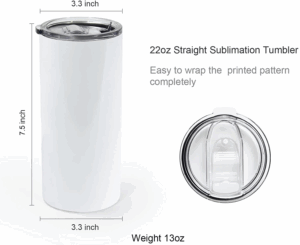 22oz Sublimation Tumblers Stainless Steel Skinny Tumblers Double Wall Vacuum Insulated