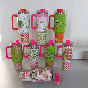 New 40oz Grinch Stainless Steel Tumblers with Handle