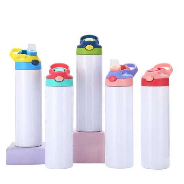 20oz Straight Sublimation Sippy Cup Tumbler Kids Flip Top Water Bottle