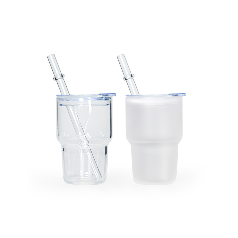 2oz Clear & Matte Sublimation Glass Wine Mugs with Lid