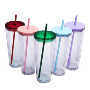 24oz Double Wall Snow Globe Acrylic Plastic Cup Coffee Mug 25pcs