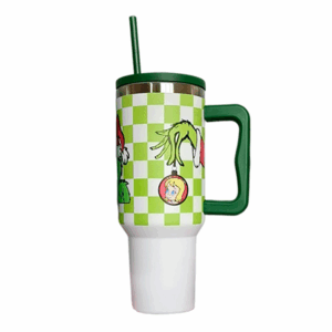 40oz Grinch Stainless Steel Tumblers with Colored Handle