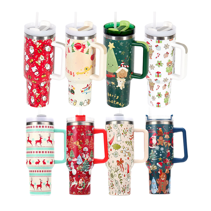 40oz Christmas Stainless Steel Tumblers with Handle