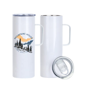20oz Sublimation Stainless Steel Skinny Tumbler with Handle & Lid