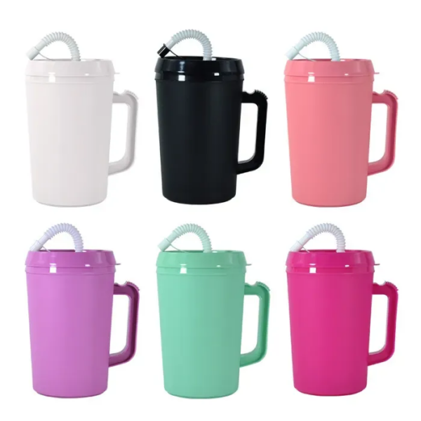 22/34oz Colored Trucker/Hospital Mug with Lid and Straw