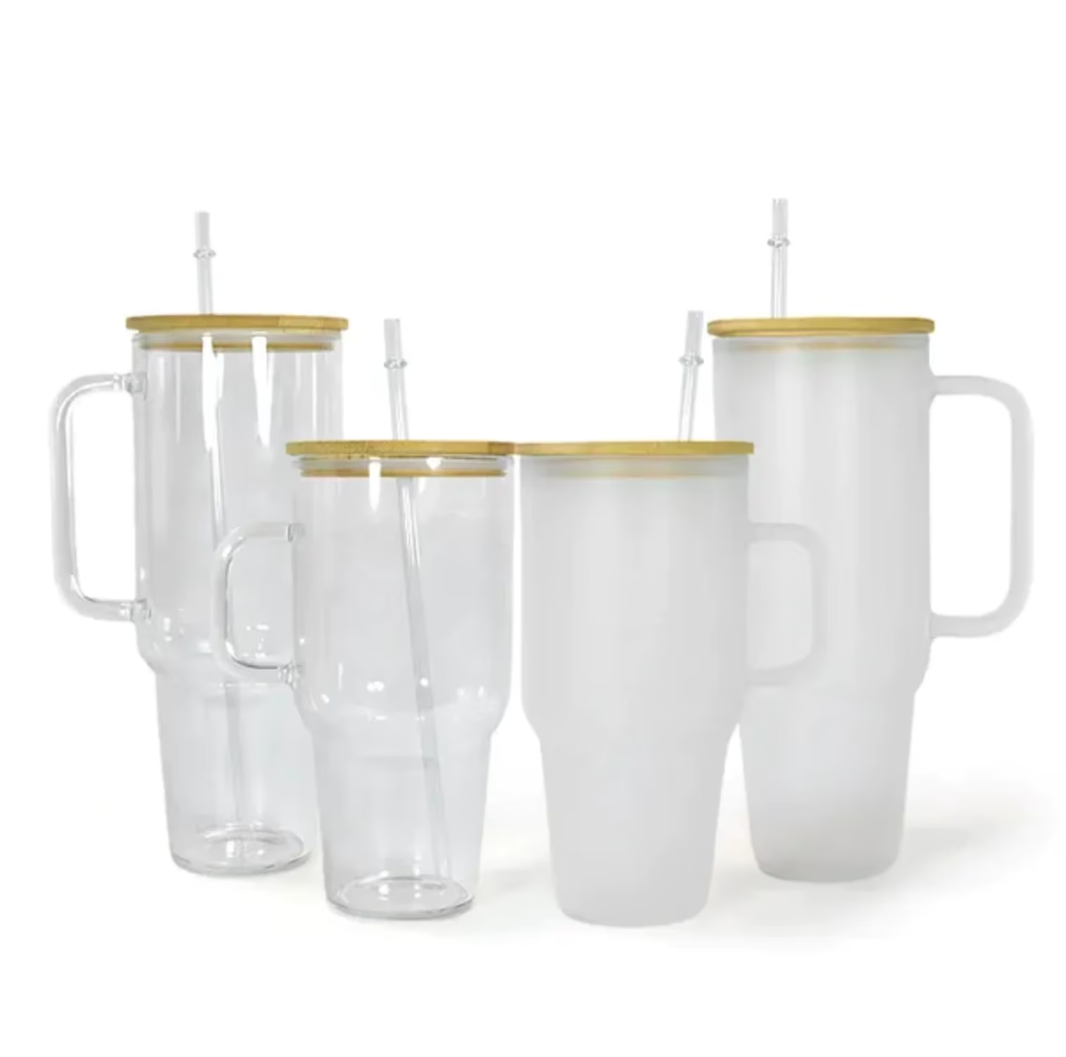 clear/frosted-20/32/40oz-sublimation-mug-glass-tumbler-with-handle-&-bamboo-lid