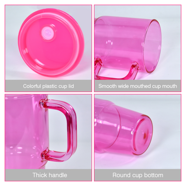 20oz Colored/Clear/Frosted Sublimation Glass Mugs with Handle Colorful Straws& Lids