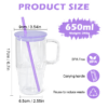 20oz Colored/Clear/Frosted Sublimation Glass Mugs with Handle Colorful Straws& Lids