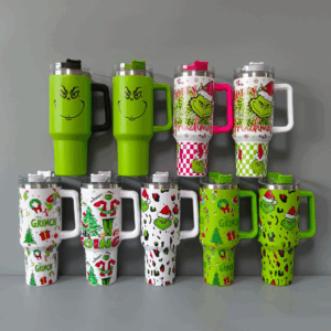 40oz Grinch Stainless Steel Tumblers with Handle Travel Mug