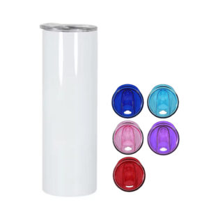 20oz Straight Sublimation Skinny Tumbler with Mixed-Colored Lids