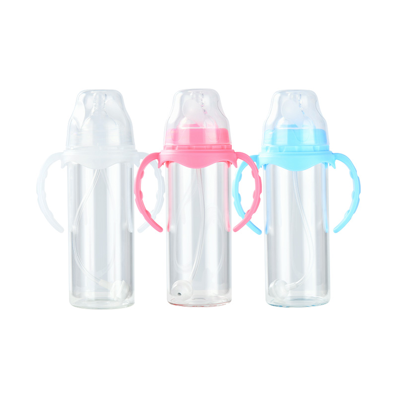 8oz Sublimation Baby Feeding Glass Sippy Cup with Handle