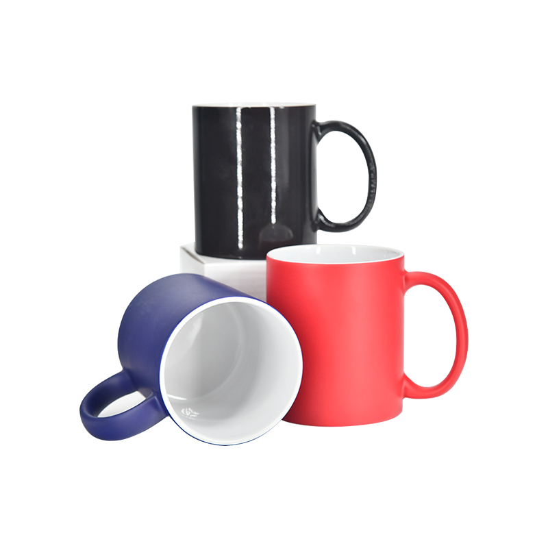 11oz Matte Color Changing Sublimation Ceramic Coffee Mug with C Shape Handle