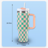 H2.0 40oz Checkered Stainless Steel Tumbler with Handle H2.0 40oz Checkered Stainless Steel Tumbler with Handle