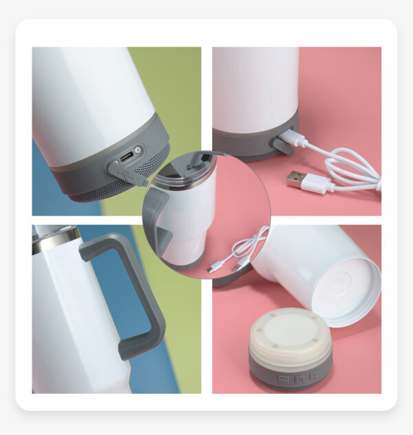 40oz Bluetooth Speaker Sublimation Mugs with Handle Double Wall