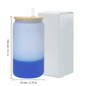 16oz Frosted Cold Color Changing Glasses Can with Bamboo Lid and Straw