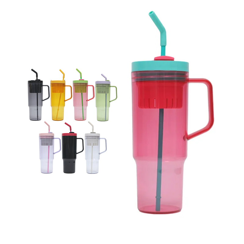 40oz Transparent Acrylic Colored Water Cups Tumbler with Filter