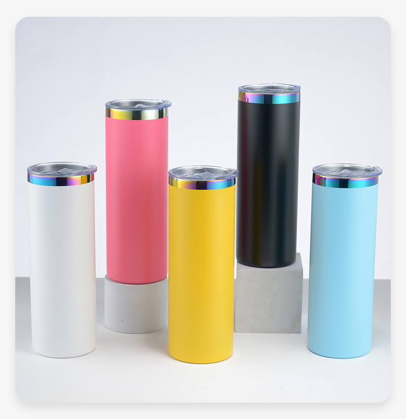 20oz Rainbow Plated Powder Coated Skinny Tumblers | Besin
