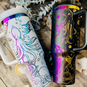 G2 40oz Quencher Powder Coated Rainbow Plated Tumbler