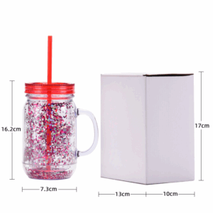20oz Double Wall Rough Glitter Plastic Cans with Handle