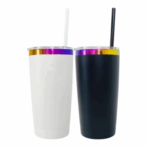 20oz Powder Coated Rainbow Plated Stainless Steel Travel Mug