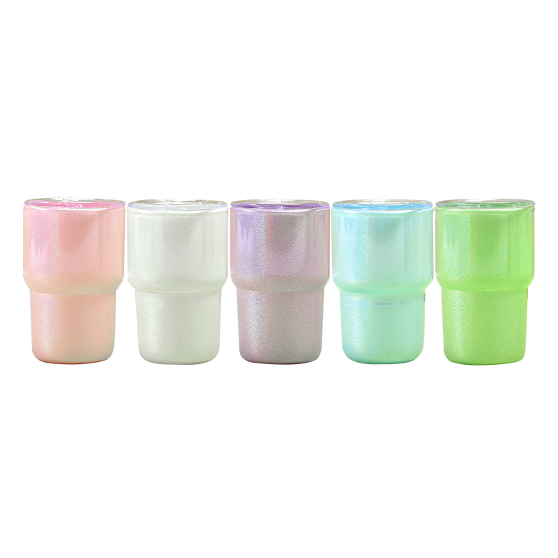 2oz Glitter Sublimation Shot Glass Wine Mugs with Lids