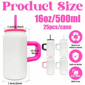 16oz Blank Sublimation Glossy White Color Stainless Steel Can