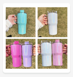 Holographic Shimmer 20oz Sublimation Stainless Steel Tumblers with Handle